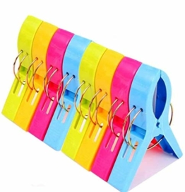 Voarge 8 Stück Handtuchklammer Strandtuchklammer Plastik 4 Farben Clips Groß Kleider Trocknen Klammer für Wäsche, Strandtuch, Badetuch, Teppich etc - 1