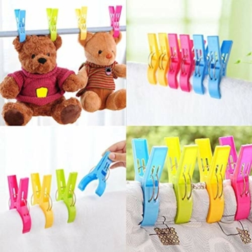 Voarge 8 Stück Handtuchklammer Strandtuchklammer Plastik 4 Farben Clips Groß Kleider Trocknen Klammer für Wäsche, Strandtuch, Badetuch, Teppich etc - 7