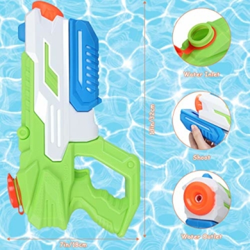 Wasserpistole Spielzeug Set, joylink Wasser Blaster 650ML Super Squirt Wasserpistolen mit 11M Reichweiter, Wasser Geschenk für Kinder für Outdoor, Garten, Poolpartys, Freezefire (2 Pack) - 6