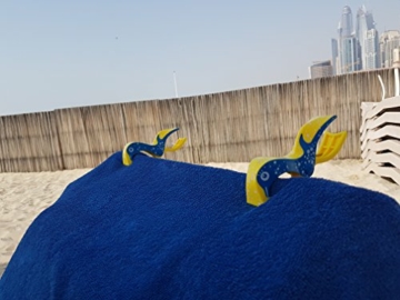 4 Stück Tuuli Beach Towel Clips - Hochwertige Strandtuchklammern im Premium Design (Sharky Türkis/Delphin Blau) - 3