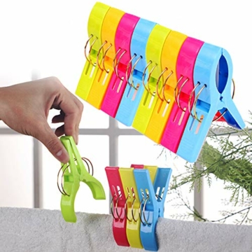 8 Riesen Wäscheklammern, Strandtuchklammern Starke Towel Clips Windfeste Klammern auf Strand Urlab Reisen Sonnenliegen Swimmbad Pool für Wäsche Strandtuch Badetuch Teppich in Leuchtenden Mix-Farben - 3