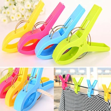 8 Riesen Wäscheklammern, Strandtuchklammern Starke Towel Clips Windfeste Klammern auf Strand Urlab Reisen Sonnenliegen Swimmbad Pool für Wäsche Strandtuch Badetuch Teppich in Leuchtenden Mix-Farben - 4