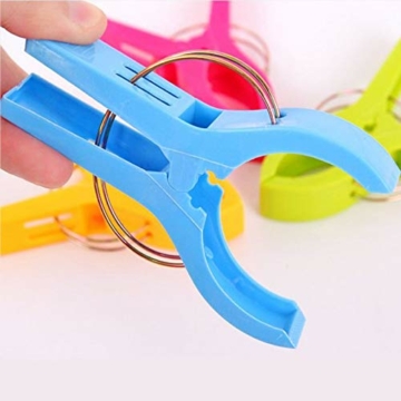 8 Stück Handtuchklammer, Clips Große Wäschetrocknungsklammer für Wäsche, Strandtuchklammern, Große Wäscheklammer Handtuchhalter, für Steppdecken, Kleidung, Strandtücher(Zufällige Farbe) - 3