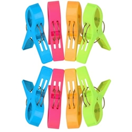 8 Stück Handtuchklammer, Clips Große Wäschetrocknungsklammer für Wäsche, Strandtuchklammern, Große Wäscheklammer Handtuchhalter, für Steppdecken, Kleidung, Strandtücher(Zufällige Farbe) - 1