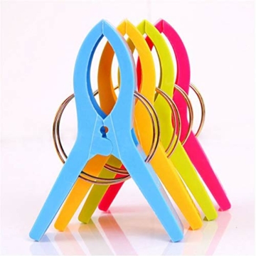 8 Stück Handtuchklammer, Clips Große Wäschetrocknungsklammer für Wäsche, Strandtuchklammern, Große Wäscheklammer Handtuchhalter, für Steppdecken, Kleidung, Strandtücher(Zufällige Farbe) - 5