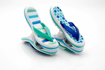 Boca Clips Strandtuch-Klammern – 2 Paar Flip Flops – blaue Streifen und rosa Blumen - 2