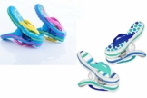 Boca Clips Strandtuch-Klammern – 2 Paar Flip Flops – blaue Streifen und rosa Blumen - 1