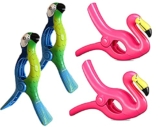 Handtuchklemmen, Flamingo 4 Stück Strandtuchklammern Groß Wäscheklammern Groß Kunststoff Boca Clips Winddichte Handtuchklammern für Strandliegen für Strandtuch, Badetuch, Teppich, Kleidung - 1