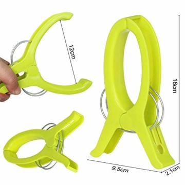 sinzau 8 PCS Jumbo Größe Strandtuch Clips, Vier Farben Wäscheklammern Kunststoff Clips Handtuch Klammer für Strand Pool tägliche Wäsche, schwere Badetuch etc - 3