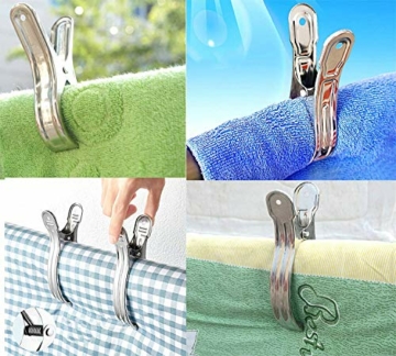 Taianji 6 Stück Groß Strandtuchklammern Edelstahl XXL Wäscheklammern Strandtuch Clips Metall Klammern Jumbo Größe Handtuch Klammer für Strand Pool Tägliche Wäsche, Schwere Badetuch - 5