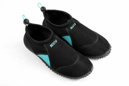 BESTIF Badeschuhe Herren Damen | Schwimmschuhe Neopren Wasserschuhe Kordelzug | Leicht und Bequem | Schwarz, Blau Gr. 36-45 (Schwarz-Türkis, 40) - 1