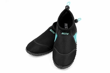 BESTIF Badeschuhe Herren Damen | Schwimmschuhe Neopren Wasserschuhe Kordelzug | Leicht und Bequem | Schwarz, Blau Gr. 36-45 (Schwarz-Türkis, 40) - 5