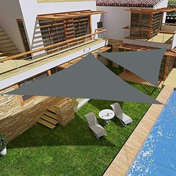 Dreieckiges Sonnensegel, wasserdicht, 4 x 4 x 5.7 m, Anthrazit, rechtwinklig, Gartenüberdachung , 95% UV-Block, Whirlpool, Schutz für den Außenbereich，Kostenlose 3 Seile - 6