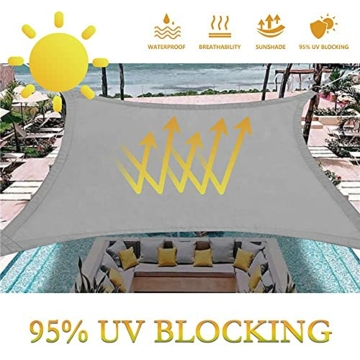 Dripex Sonnensegel 4x6 m Sonnenschutz Set inkl Befestigungsseile Rechteckig Wasserabweisend Polyester Imprägniert 95% UV Schutz Windschutz Wetterschutz für Balkon Garten Terrasse Grau - 2