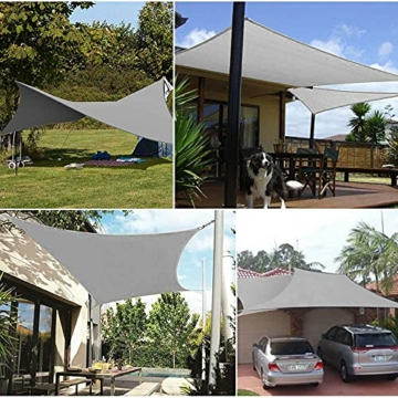 Dripex Sonnensegel 4x6 m Sonnenschutz Set inkl Befestigungsseile Rechteckig Wasserabweisend Polyester Imprägniert 95% UV Schutz Windschutz Wetterschutz für Balkon Garten Terrasse Grau - 4