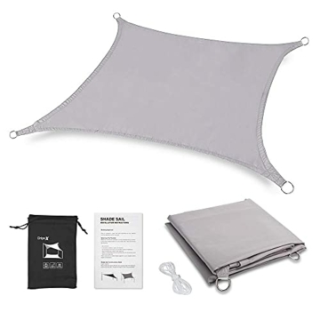 Dripex Sonnensegel 4x6 m Sonnenschutz Set inkl Befestigungsseile Rechteckig Wasserabweisend Polyester Imprägniert 95% UV Schutz Windschutz Wetterschutz für Balkon Garten Terrasse Grau - 7