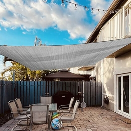 Dripex Sonnensegel Sonnenschutz Set inkl Befestigungsseile Rechteckig Wasserabweisend Polyester Imprägniert 95% UV Schutz Windschutz Wetterschutz 3X5 m für Balkon Garten Terrasse Grau - 1