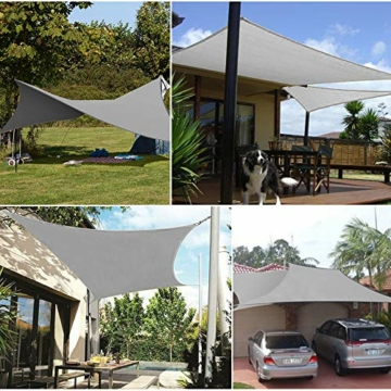 Dripex Sonnensegel Sonnenschutz Set inkl Befestigungsseile Rechteckig Wasserabweisend Polyester Imprägniert 95% UV Schutz Windschutz Wetterschutz 3X5 m für Balkon Garten Terrasse Grau - 4