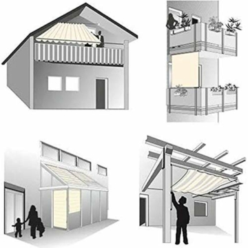 GDMING Sonnensegel Für Seilspanntechnik Wellenabfall Dach Dauerhaft Sonnenschutz Durchlässig Schatten Stoff Zum Draussen Markise Terrasse Cafe Drahtseilschlitten 165GSM HDPE, 35 Größen - 6