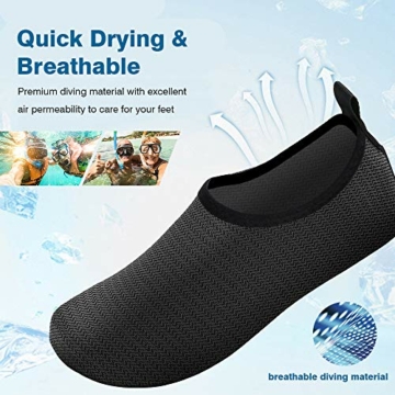 JOTO Wasserschuhe für Damen Herren Kinder, Unisex Badeschuhe Strandschuhe Quick-Dry Schnelltrockend Aquaschuhe Schwimmschuhe Surfschuhe Barfuß Schuhe –Schwarz - 2