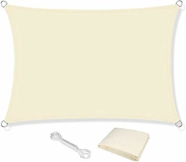 KAHEIGN Sonnensegel Wasserdicht 2,5m x 3m Rechteckig Sonnensegel, Sonnenschutz Balkon Sonnensegel Leinwand 120gsm Sonnenschutz für Garten Balkon (Creme) - 1