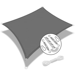 Laneetal Sonnensegel Rechteckig 4x5 m mit 304 Edelstahl Befestigung, Polyester Wasserabweisend 90% UV-Block Sonnenschutz, Wetterschutz Sonnendach für Garten Balkon Camping Terrasse Pergola Grau - 1