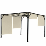 Mendler Pergola Baia, Garten Pavillon Terrassenüberdachung, stabiles 6cm-Stahl-Gestell + Schiebedach - 4x3m - 1