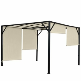 Mendler Pergola Baia, Garten Pavillon Terrassenüberdachung, stabiles 6cm-Stahl-Gestell + Schiebedach - 4x3m - 1