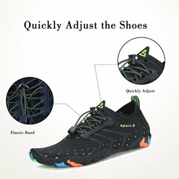 SAGUARO Badeschuhe Strandschuhe Aquaschuhe Wasserschuhe Surfschuhe Schwimmschuhe für Damen Herren Kinder,Neu-schwarz,43 EU - 4