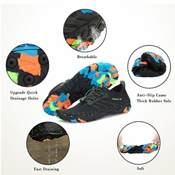 SAGUARO Badeschuhe Strandschuhe Aquaschuhe Wasserschuhe Surfschuhe Schwimmschuhe für Damen Herren Kinder,Neu-schwarz,43 EU - 6