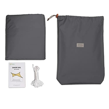 Sekey Sonnensegel Wasserdicht 3x4m Rechteckig PES Polyester, Sonnenschutz 95% UV Schutz Windschutz Reißfest Wetterfest, für Balkon Garten, mit Ösen und Befestigungsseile, Anthrazit - 7