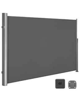 SONGMICS Seitenmarkise, ausziehbar, 200 x 350 cm, Sichtschutz, Sonnenschutz, Blickdicht, Seitenrollo, für Balkon, Terrasse, Garten, anthrazit GSA205G - 1