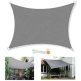 Sonnensegel Rechteckig Wasserdicht 2x3m, Sonnenschutz und 95% UV Schutz, mit Befestigungsseile, für Garten Terrasse und Balkon, hellgrau - 1
