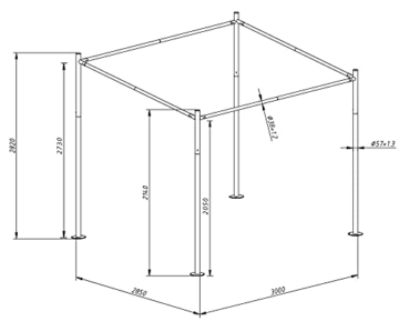 sorara Milano Pavillon Pavilion | grau | 285 x 220 x 310 x 295 cm| | Polyester 250 g/m² (UV 50+) | 41 kg | Outdoor-Pavillon für den Garten - 6