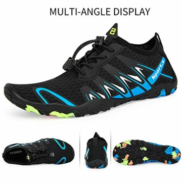 Strandschuhe Damen Herren Wasserschuhe Badeschuhe Unisex Atmungsaktiv Leicht Barfußschuhe rutschfeste für Schwimmen Tauchen (S901 Schwarz/Blau, 43EU) - 2