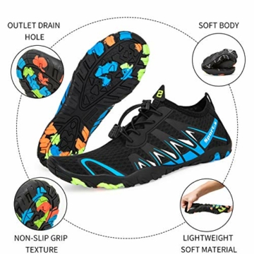 Strandschuhe Damen Herren Wasserschuhe Badeschuhe Unisex Atmungsaktiv Leicht Barfußschuhe rutschfeste für Schwimmen Tauchen (S901 Schwarz/Blau, 43EU) - 3