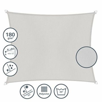 Windhager Sonnensegel Cannes Rechteck 4 x 5 m, Sonnenschutz für Garten & Terrasse, UV- und witterungsbeständig, grau, 10737 - 2