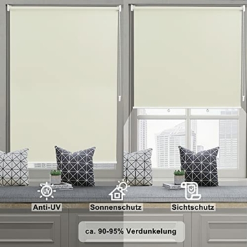 WOLTU Außenrollo Senkrechtmarkise Balkonrollo Outdoorrollo Sichtschutzrollo Wetterfest Sonnenschutz UV Schutz, Vertikal Sonnensegel Reflektierende Thermofunktion für Fenster & Türen, Beige 140x140 cm - 5