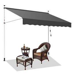 Yakimz Klemmmarkise mit Handkurbel Balkon, Balkonmarkise ohne Bohren, Markise höhenverstellbar UV-beständig Sonnenschutz wasserabweisend, einfache Montage 300x120x200-300cm Grau - 1