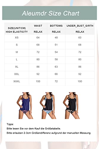 Aleumdr Tankini Set Damen Badeanzug Bauchweg Tankini Damen Push up mit Bügel Tankinis für Damen Tankini Oberteil mit Badeshorts Zweiteiler Bademode Bikini Set High Waist Beachwear Swimsuits Schwarz M - 5