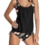 Aleumdr Tankini Set Damen Badeanzug Bauchweg Tankini Damen Push up mit Bügel Tankinis für Damen Tankini Oberteil mit Badeshorts Zweiteiler Bademode Bikini Set High Waist Beachwear Swimsuits Schwarz M - 1
