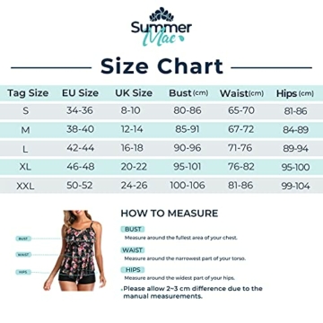 Damen Tankini Volants Badeanzug mit Badeshorts Zwei Teilig Bademode Schwarz L - 4