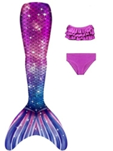 DNFUN Mädchen-Meerjungfrauenschwänze-mit Bikini-zum Schwimmen,ohne Monoflosse 3 Stück – Meerjungfrauen-Schwimmkostüme für Kinder,ohne Monoflosse-2 cmr8,120 - 1