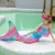 DNFUN Meerjungfrauenflosse Mädchen Meerjungfrauenschwanz zum Schwimmen mit Bikini mit meerjungfrau Flosse für Kinder,4 Stück Set - 2