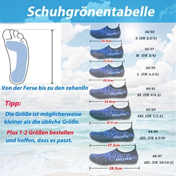 FELOVE Badeschuhe Wasserschuhe Strandschuhe Surfschuhe Barfuß Schuhe,Breathable Schwimmschuhe Hausschuhe Yoga Schuhe für Wassersport für Damen Herren - 6