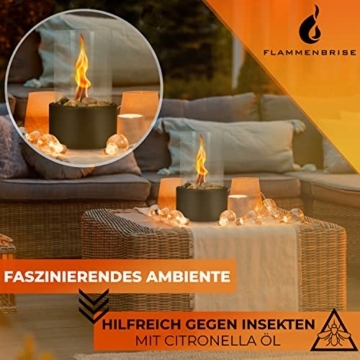 Flammenbrise® Tischkamin | Tischfeuer für Indoor und Outdoor | Ethanol Kamin mit [200g] Natursteinen | INKL. 2 Brennkammern | Unendliche Brenndauer - 7