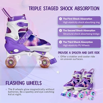 Gonex Verstellbar Rollschuhe, Leuchtenden Rädern Roller Skates für Mädchen Jungen Kinder Erwachsene (M (35-38) EU, Sternenhimmel) - 4