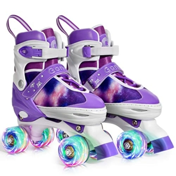 Gonex Verstellbar Rollschuhe, Leuchtenden Rädern Roller Skates für Mädchen Jungen Kinder Erwachsene (M (35-38) EU, Sternenhimmel) - 1