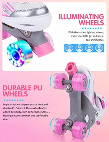 Kuxuan Saya Rollschuhe Verstellbar für Kinder, mit Leuchtenden Allrädern, Spaß für Mädchen und Damen - Mittel （32-35 EU） - 4