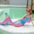 NAITOKE meerjungfrauenflosse mädchen Badeanzug - Meerjungfrau Flosse Bademode mit Bikini Set und Monoflosse Mermaid Tail, 4 Stück Set,XQyfP,130 - 6